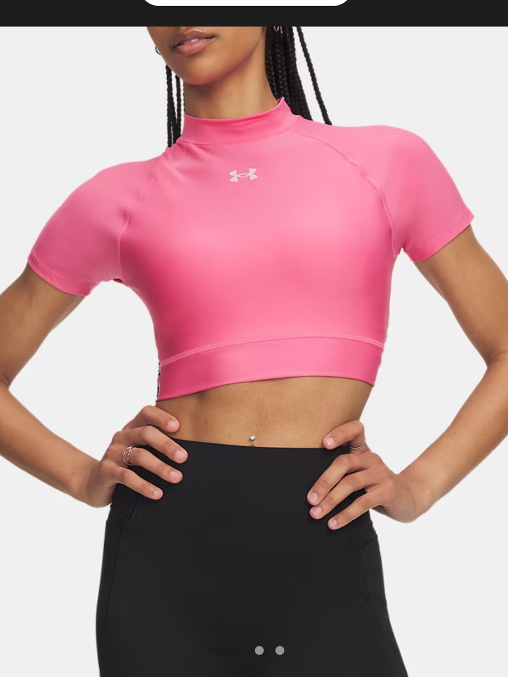 Under Armour Hot Pink Fleece Sweatpants & Crop Mock Top Set - Picture 4 of 7